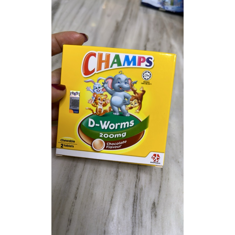 Champs D-worms Chewable 2 Tablets / Obat cacing malaysia(READY, bisa Gosend)