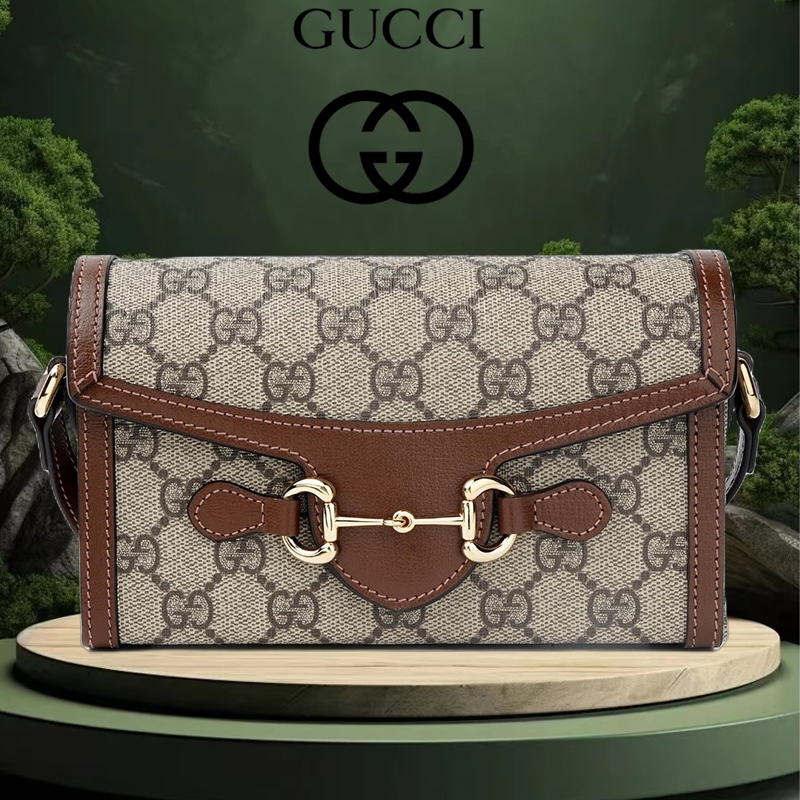 【100% Original】tas gucci wanita pria Gucci Horsebit 1955 mini bag Tas selempang bahu 699296 [Box+dust bag]