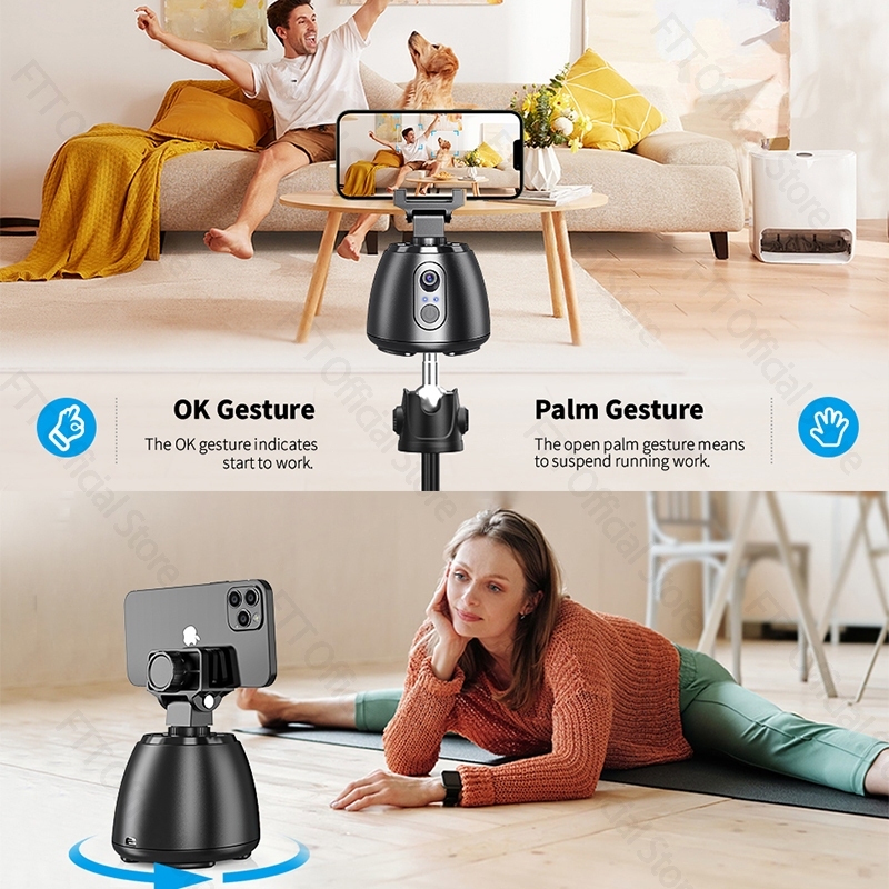 [BISA COD] FTT F4 Auto Face Tracking Gimbal Handphone Stabilizer 360° Gimbal Tripod with Remote Auto Tracking Phone Holder Kamera Penginderaan Sudut Lebar untuk Vlogging, TikTok, dan Streaming untuk IOS/ANDRIOD SISTEM-4