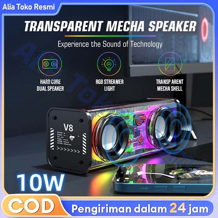 Bluetooth Speaker Subwoofer Bass Mech Audio RGB 7 Color Light V8 Speaker Bluetooth TWS Series Bass
