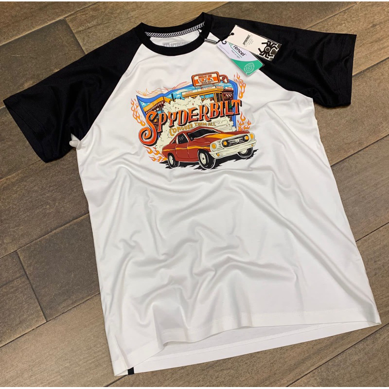 Kaos Spyderbilt Original Lengan pendek Maclaren Raglan Tencel men tee white