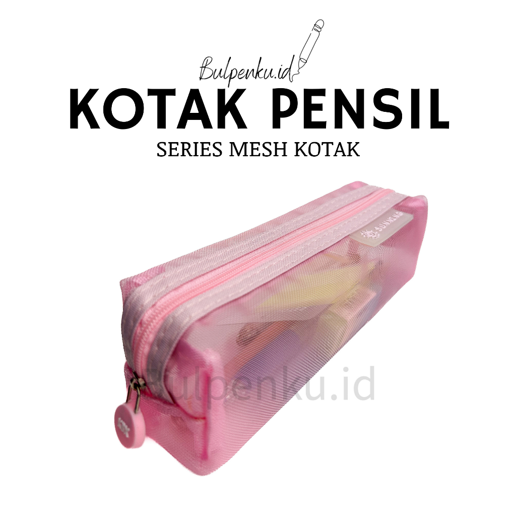 

Kotak Pensil/ Kotak pensil mesh/ pencil case/ pouch alat tulis jaringan/ Tempat pensil trasnparan simple/ Tempat pensil korea