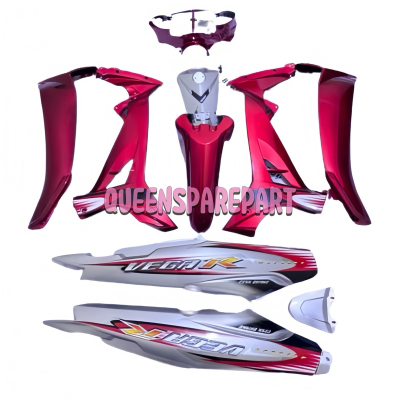FULL BODY HALUS KASAR VEGA R NEW MERAH MAROON SILVER + STIKER