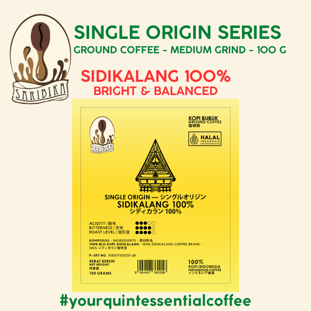 

Saribika Single Origin Sidikalang 100% - Ground Coffee 100g