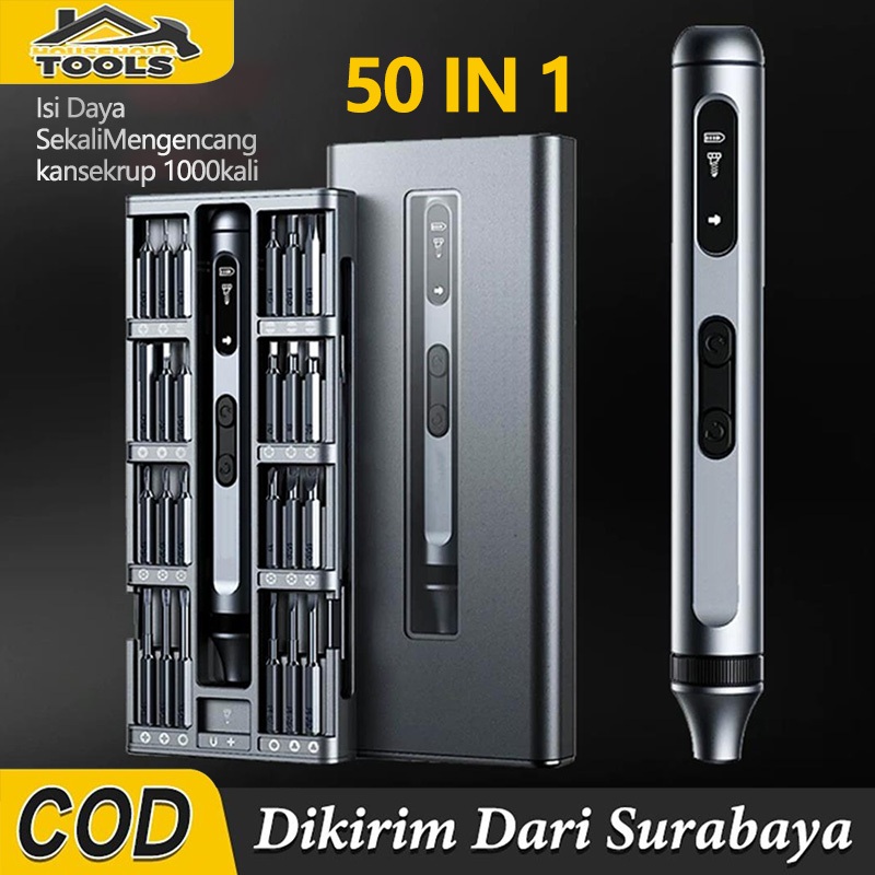 Obeng Elektrik 50 In 1 set komplit Obeng Kecil Obeng Listrik Obeng Baterai Mata Bor alat listrik