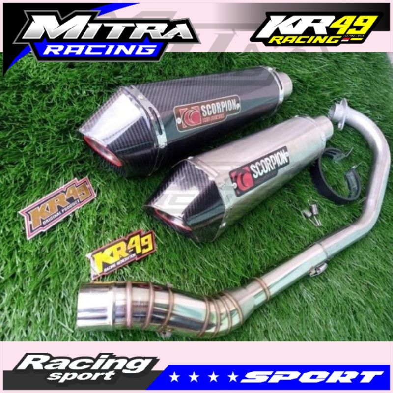 KNALPOT RACING BASS BULET SCORPION RED POWER VIXION BYSON R15V2 R15V3 MX KING R15V3 STANDAR DLL