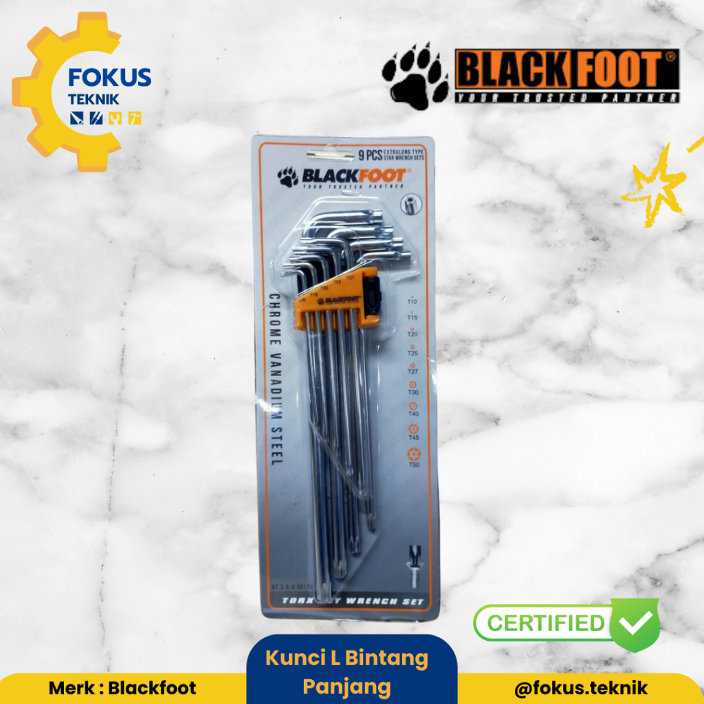 Blackfoot Kunci L Bintang Panjang Set 9 pcs