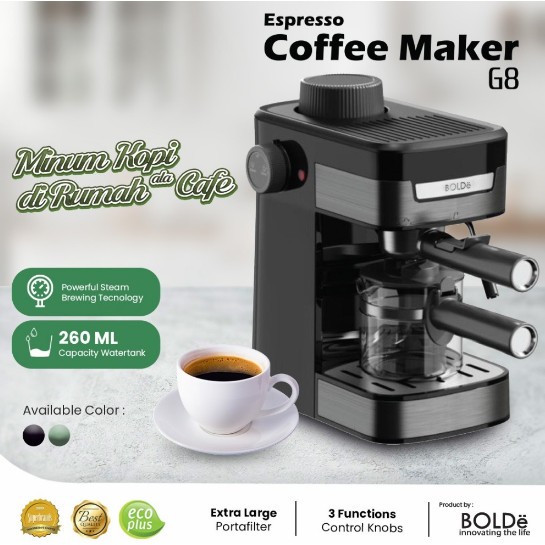 Bolde Espresso Coffee Maker G8 - Mesin Kopi 260 ml Berdesain Sage