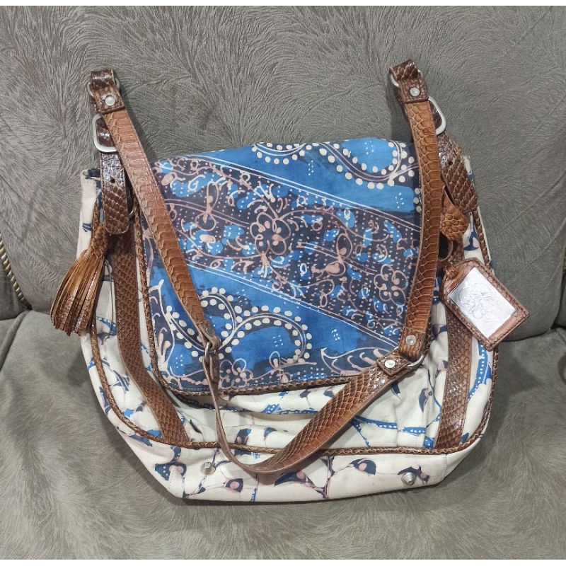 Tas Vintage Batik Tulis kuno Unlimetted Preloved perpaduan leather  T:70 cm