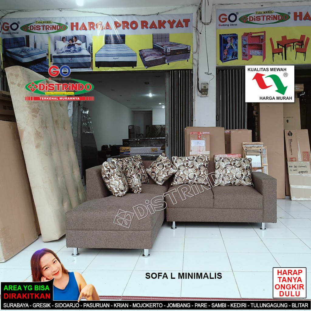 DSITRINO Sofa L Minimalis / Sofa Tamu Minimalis / Sofa Leter L