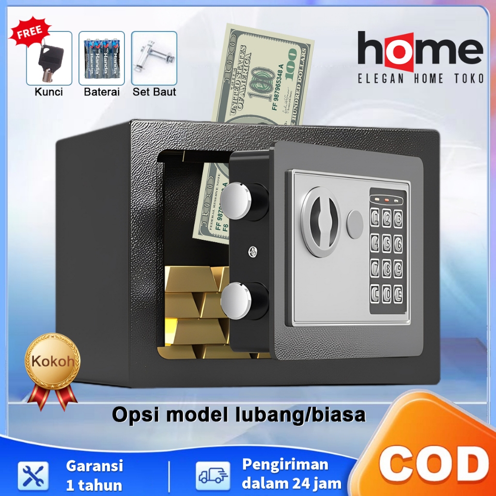 COD E.HOME Brankas Mini Brankas Uang Brankas Besi Brankas Tahan Api kualitas terbaik password kode l