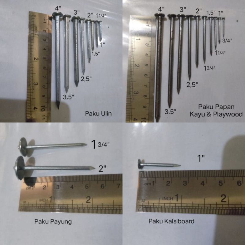 Paku Kayu Papan Playwood Ulin Kalsiboard Payung Seng Nail 2000