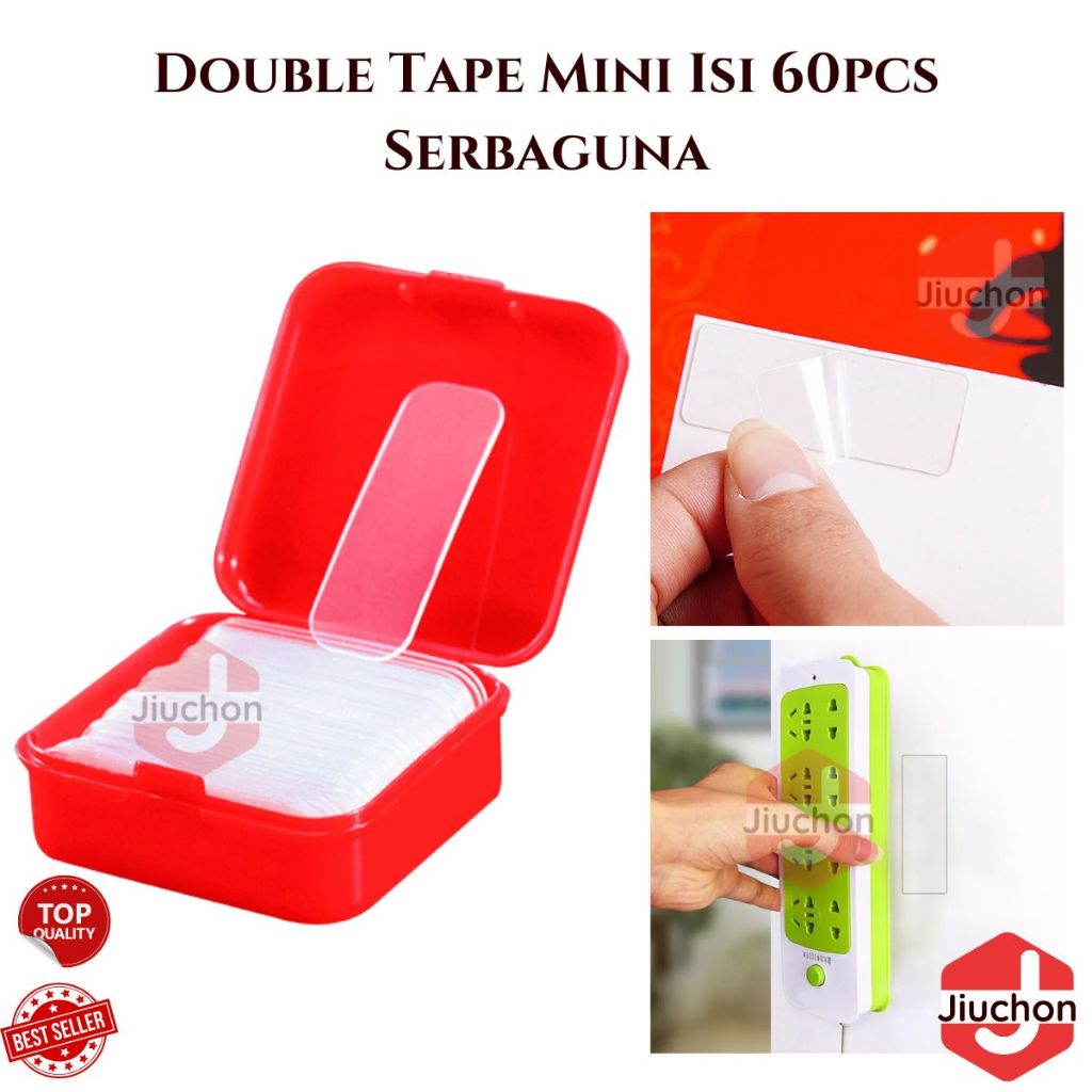 

JIUCHON DOUBLE TAPE MINI ISI 60PCS BOX TRANSPARAN 2 SISI / LAKBAN MINI BENING 60 PCS SERBAGUNA / NANO TAPE MINI ISI 60PCS KOTAK TAPE PEREKAT DUA SISI ISOLASI MINI