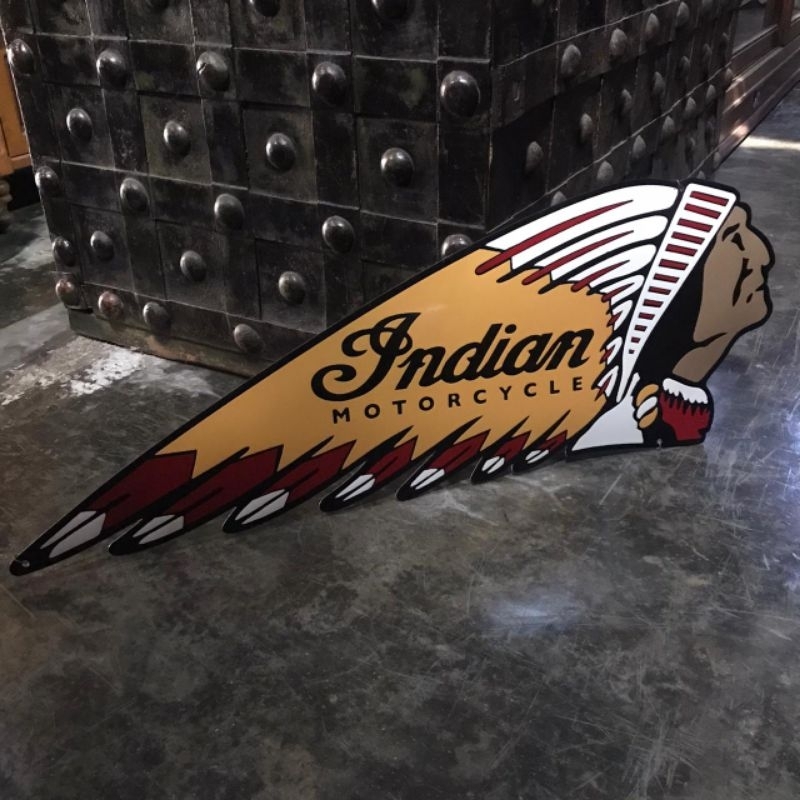 Papan Iklan Enamel Indian Motorcycle Lawas Jadul Tua Small
