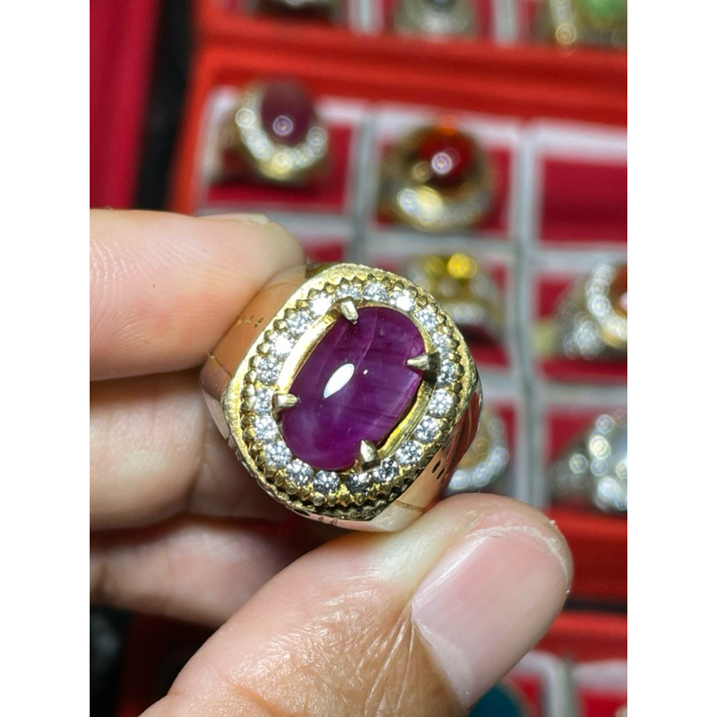 Natural Ruby Star Ring Perak Handmade + Memo