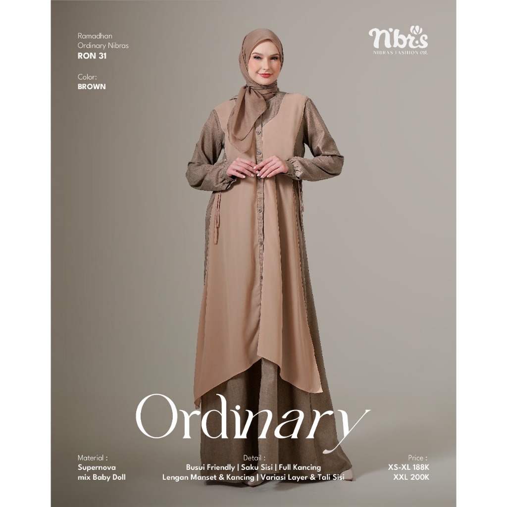 RIANDA HIJAB - NIBRAS EXCLUSIVE DRESS SERIES RON 031 BROWN