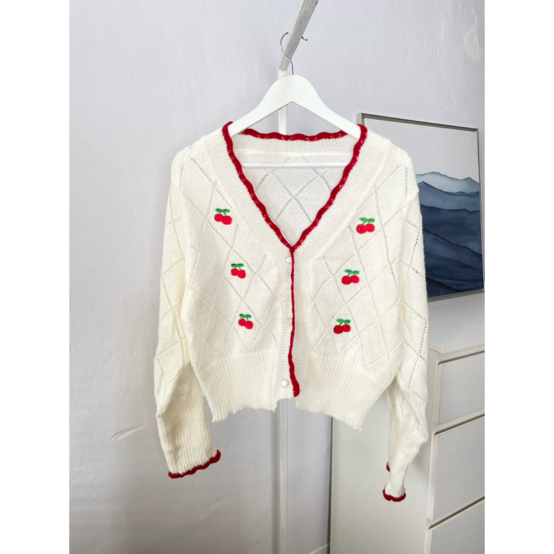 CHERRY KNIT CARDIGAN