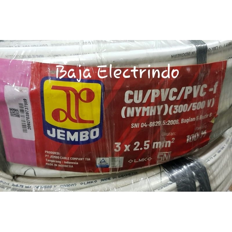 Kabel Serabut isi 3 NYMHY 3x2.5 mm JEMBO @50m NYMHY 3x2,5 3x2,5mm 3X2.5mm
