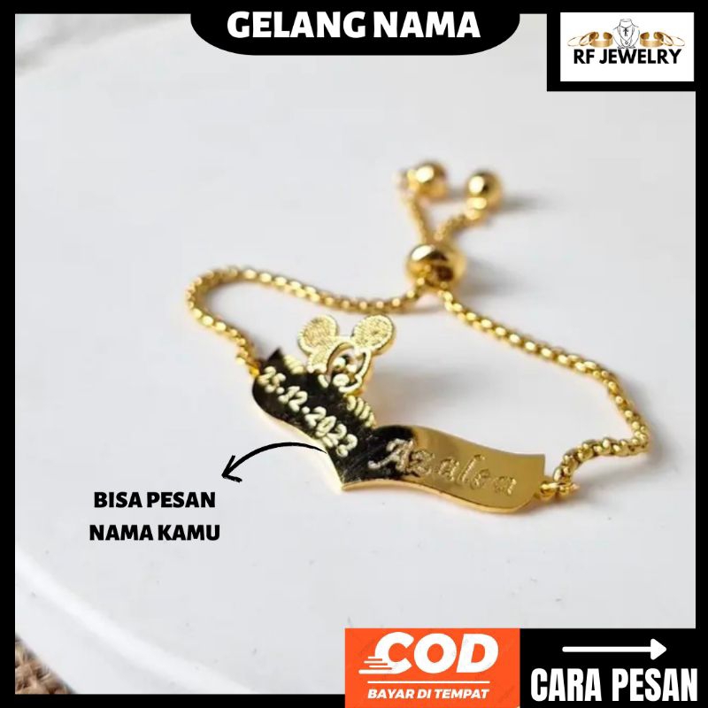 RF JEWELRY - Gelang nama micky mouse anak custom nama model serut
