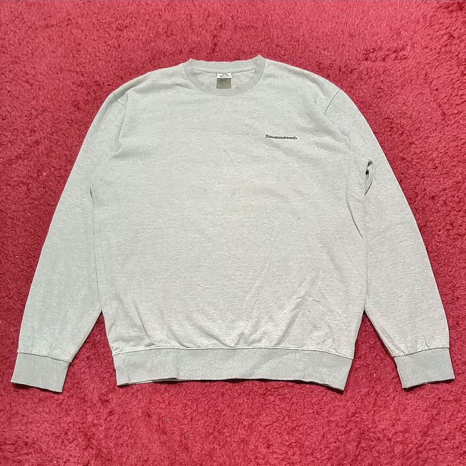 Crewneck Sweater Fluke Skateboard Warna Abu Size XL ke XXL