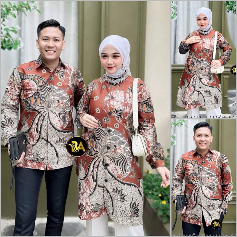 Batik Tunik Couple Modern Set Pakaian Couple Kemeja Batik Pria M L XL XXL Jumbo Baju Batik Couple Ba