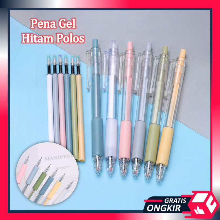 

Gratis Ongkir - S6054 Pena Gel Hitam Polos / Pena Hitam Gel 0.5 mm Transparan / Alat Tulis