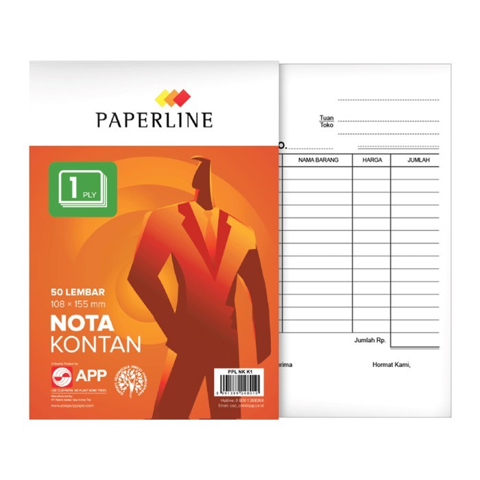 

Paperline Nota Kontan 1 Ply 50 Lembar 108x155mm