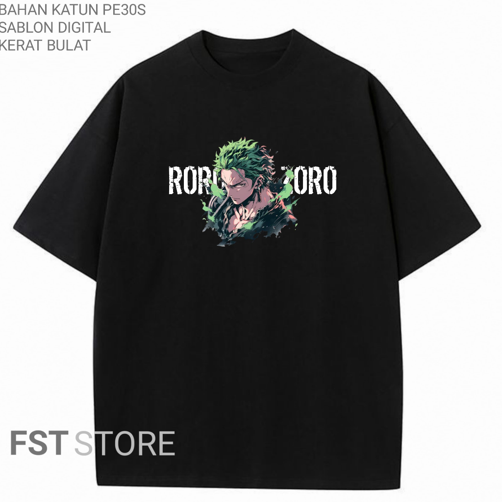 KAOS ANIME JEPANG TERMURAH RORONOA ZORO ONE PIECE BAJU PRIA WANITA DEWASA SAMURAI LENGAN PENDEK WARN