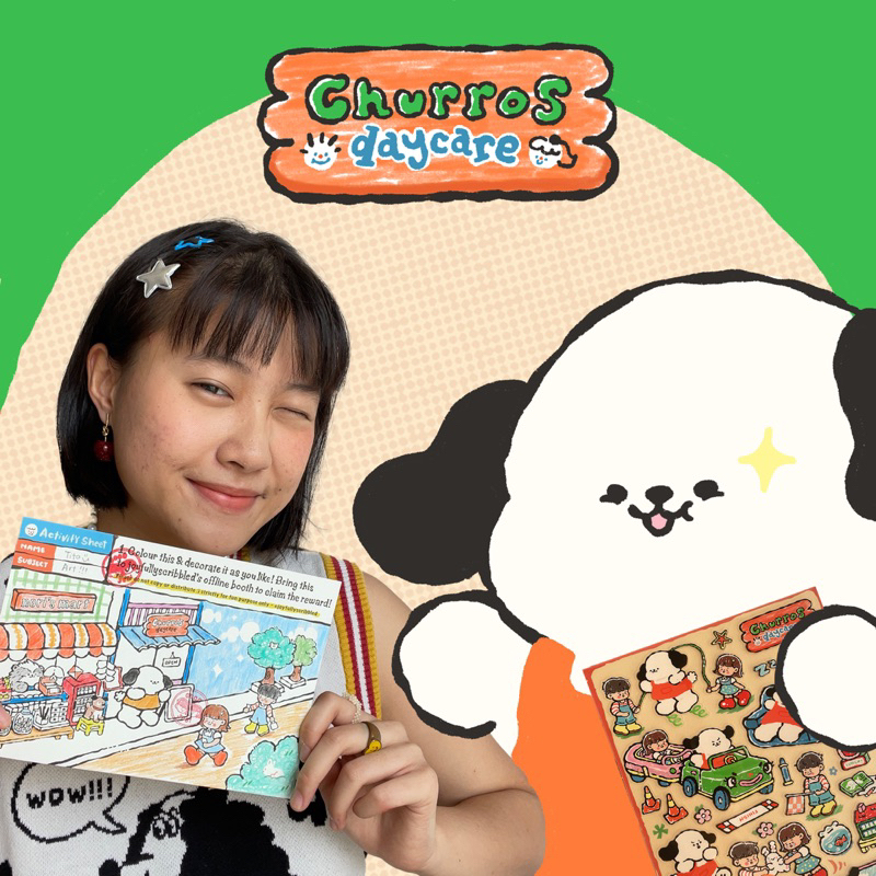 

churros daycare sticker and colouring
