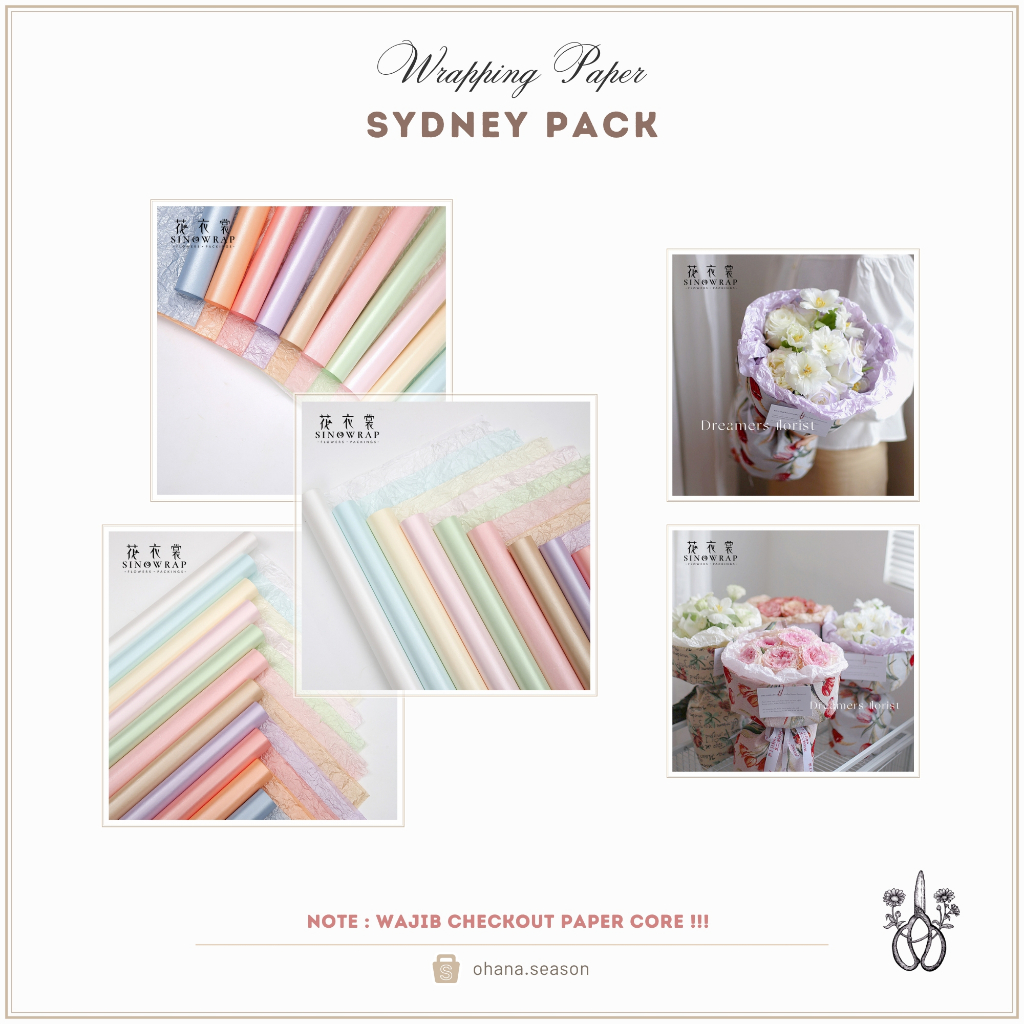 

(1 PACK/20 LEMBAR) Ohana Season Floral Wrapping Paper | Kertas Bunga | Sydney Cellophane 50 x 70 cm