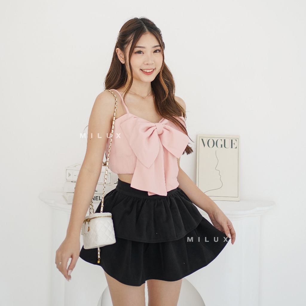 2WAYS PREMIUM RIBBON TOP  ATASAN WANITA CEWEK BAJU TANKTOP KEMBEN CROP MX917