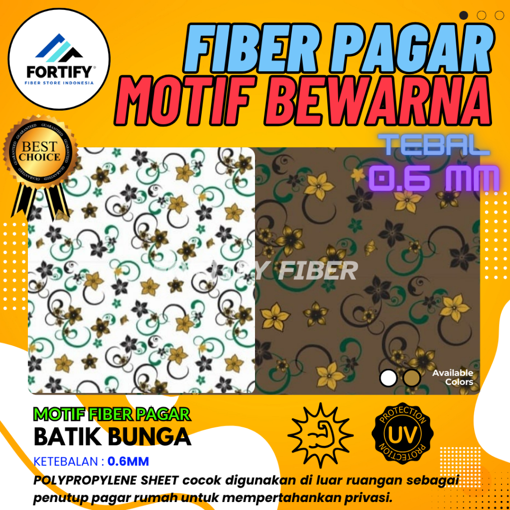 Fiber Plastik Penutup Pagar Rumah Motif BATIK BUNGA PASIR Fresh