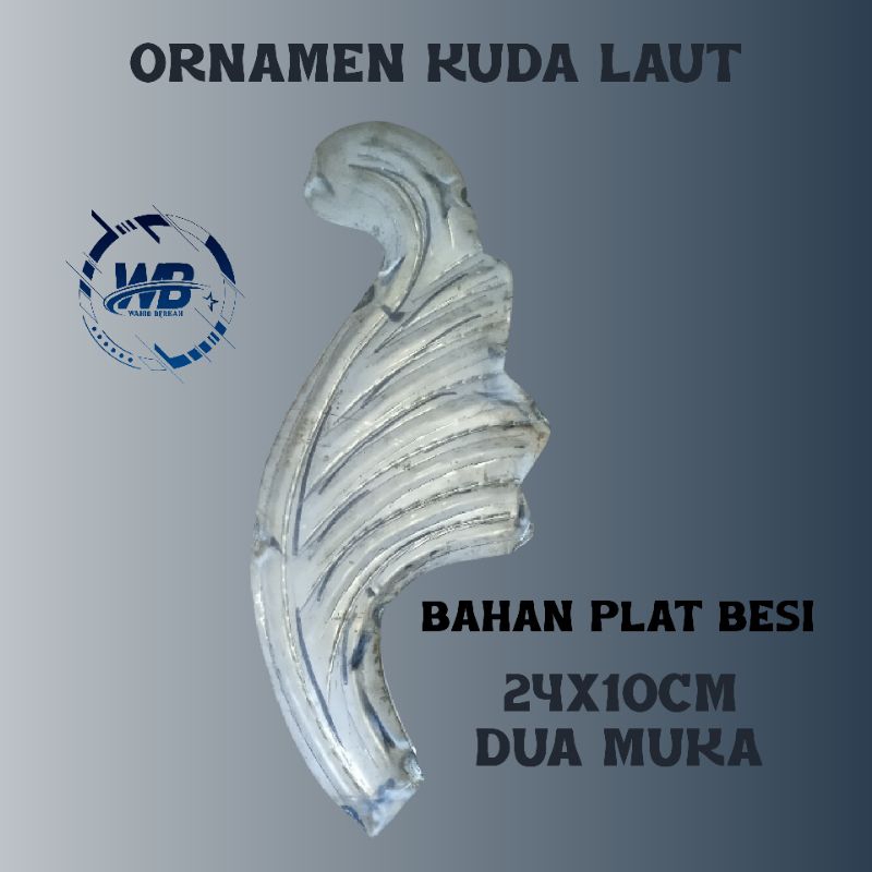 ORNAMEN PAGAR BESI KUDA LAUT 25 CM DUA MUKA , HIASAN PAGAR BESI