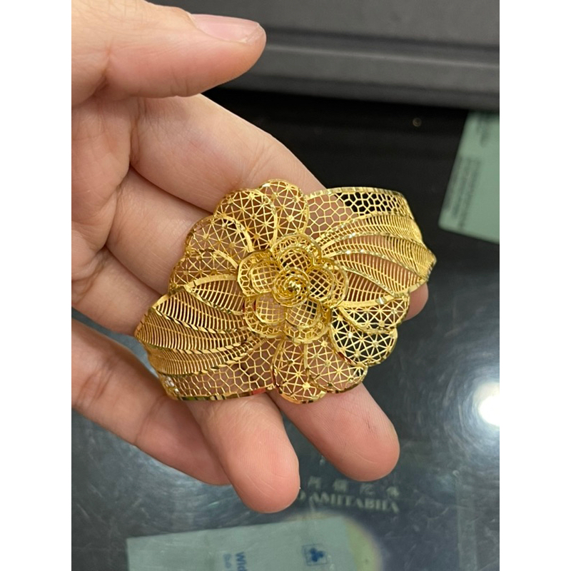 gelang kerawang bunga cantik emas asli kadar 700 & 875
