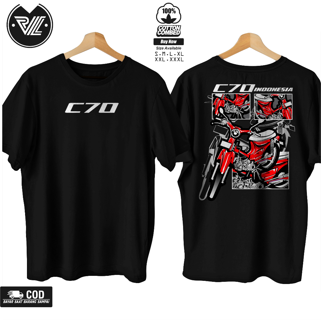 Kaos Motor Honda C70 New Series Cotton Combed 30s / Kaos Pria Distro Motor / Kaos Honda / Kaos Yamah