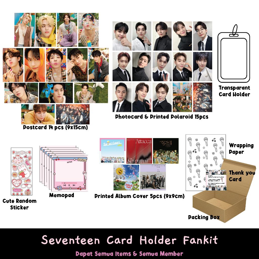 Seventeen Fankit - dapat semua items - Seventeen Photocard & Card Holder - Coocha.id