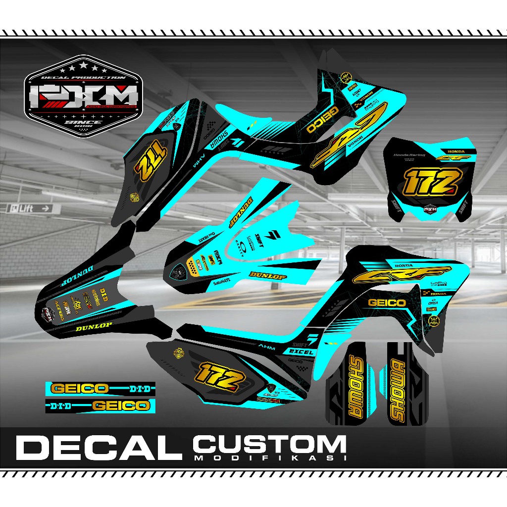 Decal CRF 150 l TOSCA HITAM GREY FULLBODY KEREN (FULL CUSTOM) STICKER STIKER