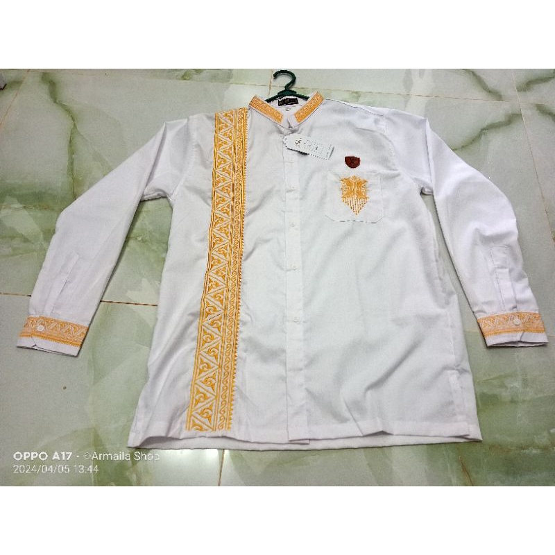 Koko Bordir Pintu Aceh Lengan Panjang Putih Terbaru| Toyobo