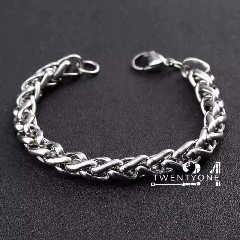 GELANG RANTAI TITANIUM PRIA MODEL TULANG NAGA TERBARU