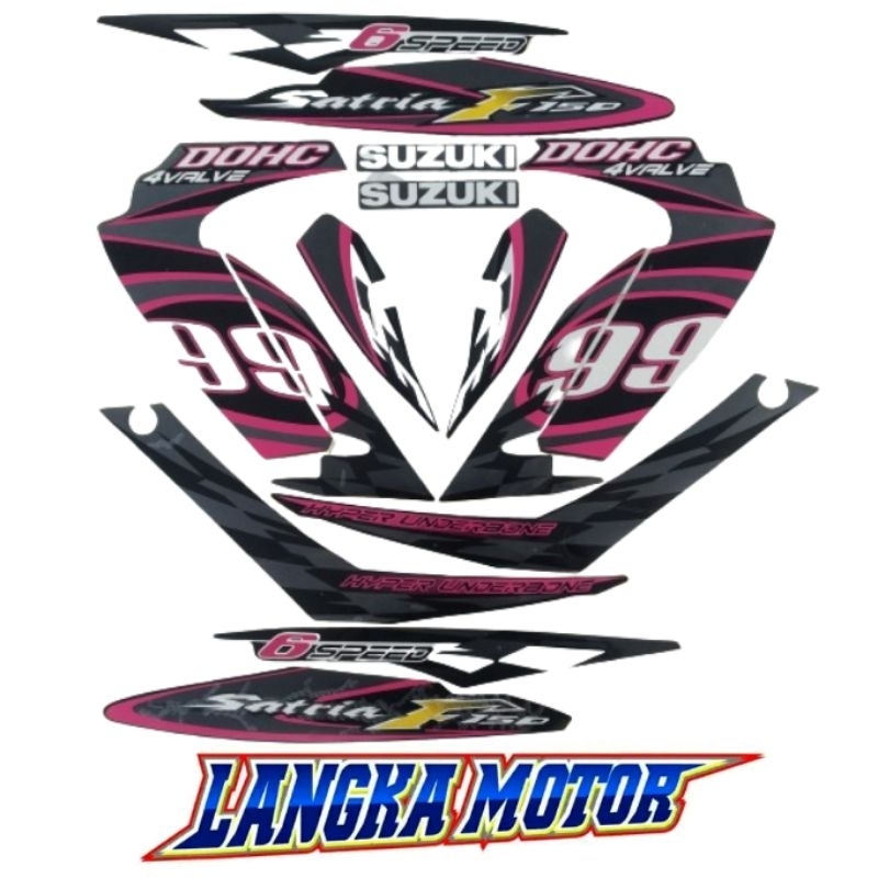 Satria Striping Stiker bodi Suzuki SATRIA FU 150 Pink Hitam 2012