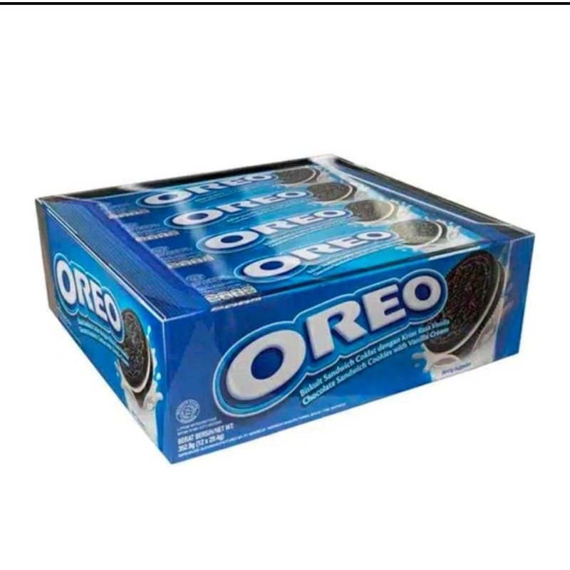 

Biskuit oreo krim vanila box isi 12 pcs