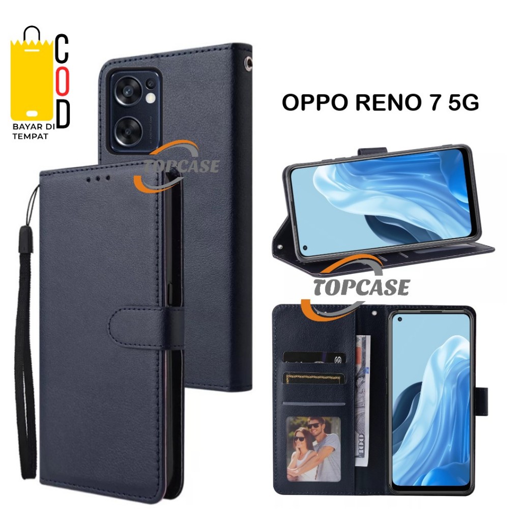 Case OPPO RENO 7 5G Leather Flip Cover Wallet Case Kulit - Casing Dompet Case Wallet Leaher Flip OPP