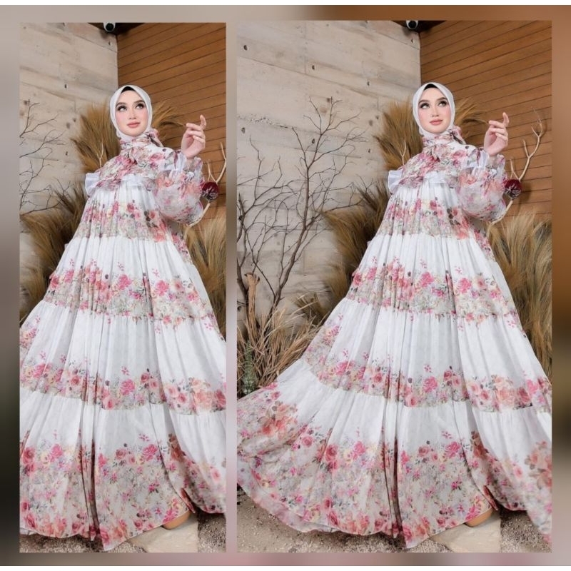 Dress Tingkat Flower Set Hijab by Shellasaukia