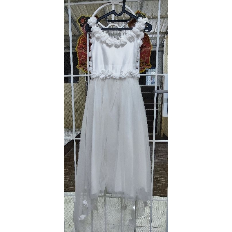 Dress putih bridesmaid/pengapit/gaun anak