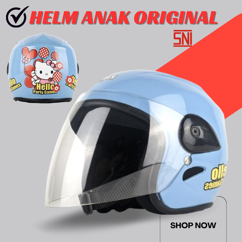 Helm Anak Kecil Perempuan Cewek Motif Karakter Hello Kitty SNI Merk Tiger Helmet