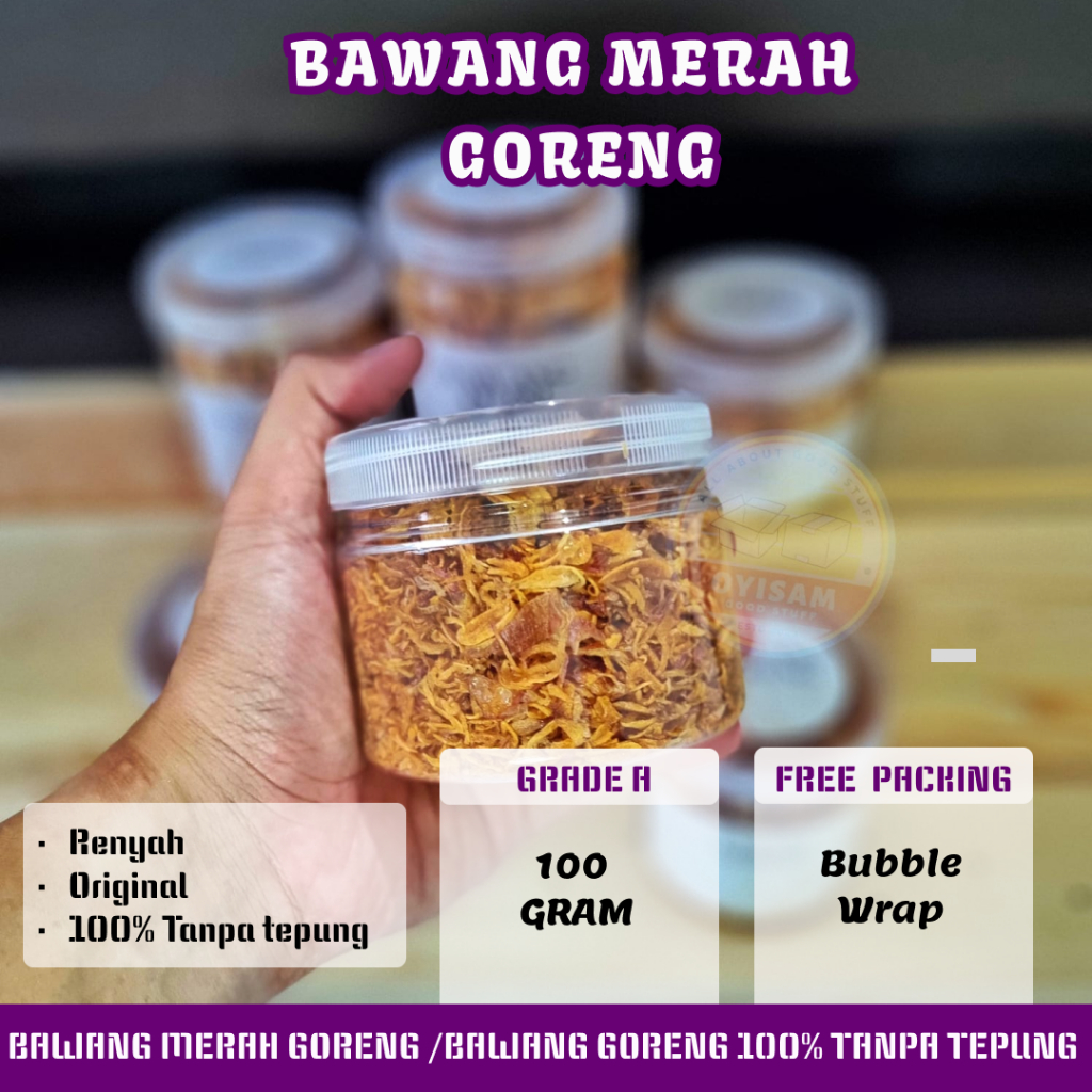 

BAWANG MERAH GORENG/BRAMBANG GORENG TANPA TEPUNG 100% ORIGINAL 100 gr