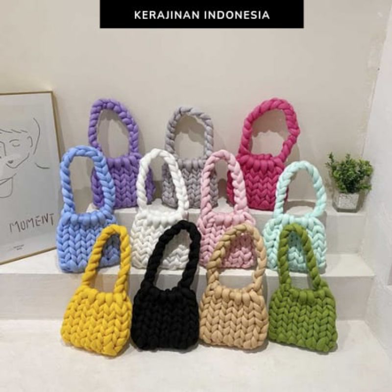Tas wanita / Tas Murah / Chunky Yarn Bag / Tas Rajut / Tas Korea / Tas Viral / Tas Tangan / Tas Bahu