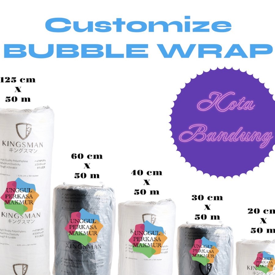 

Bubble Wrap Roll Custom Ukuran 30x50, 40x50, 60x50 Potongan Belah Roll