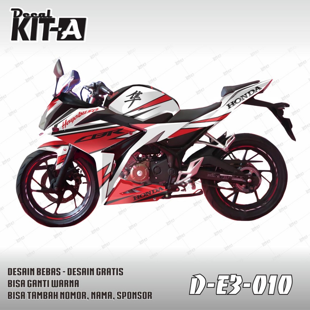 Decal Honda All New CBR 150 MOTIF KANJI JEPANG HITAM MERAH D-E3-010