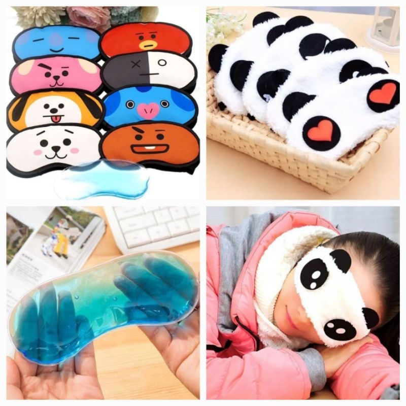 MS | Penutup mata tidur panda / penutup mata panda / sleep eye mask / penutup mata tidur bts bt21 ar